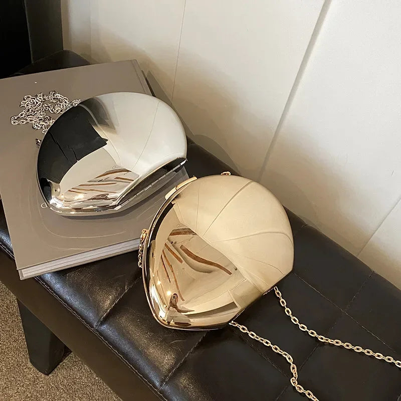 Bolsa Clutch Espelhada "Luna"-Compacta, Brilhante e Poderosa