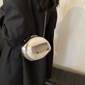 Bolsa Clutch Espelhada "Luna"-Compacta, Brilhante e Poderosa